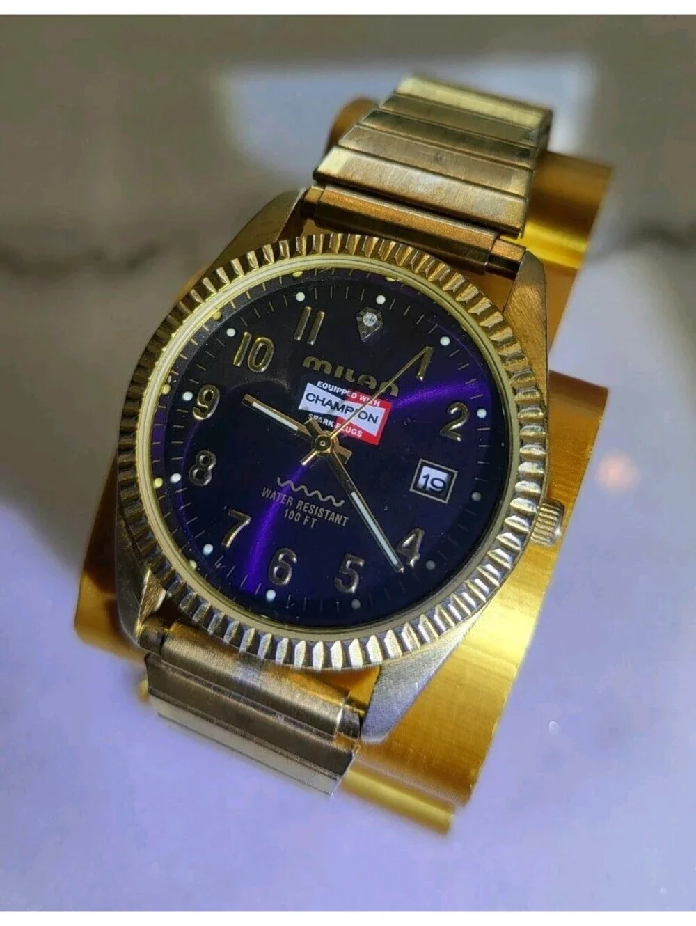 Milan Men's Quartz Watch WorksNew Battery Automobilia 36 mm Champion Sparkplugs